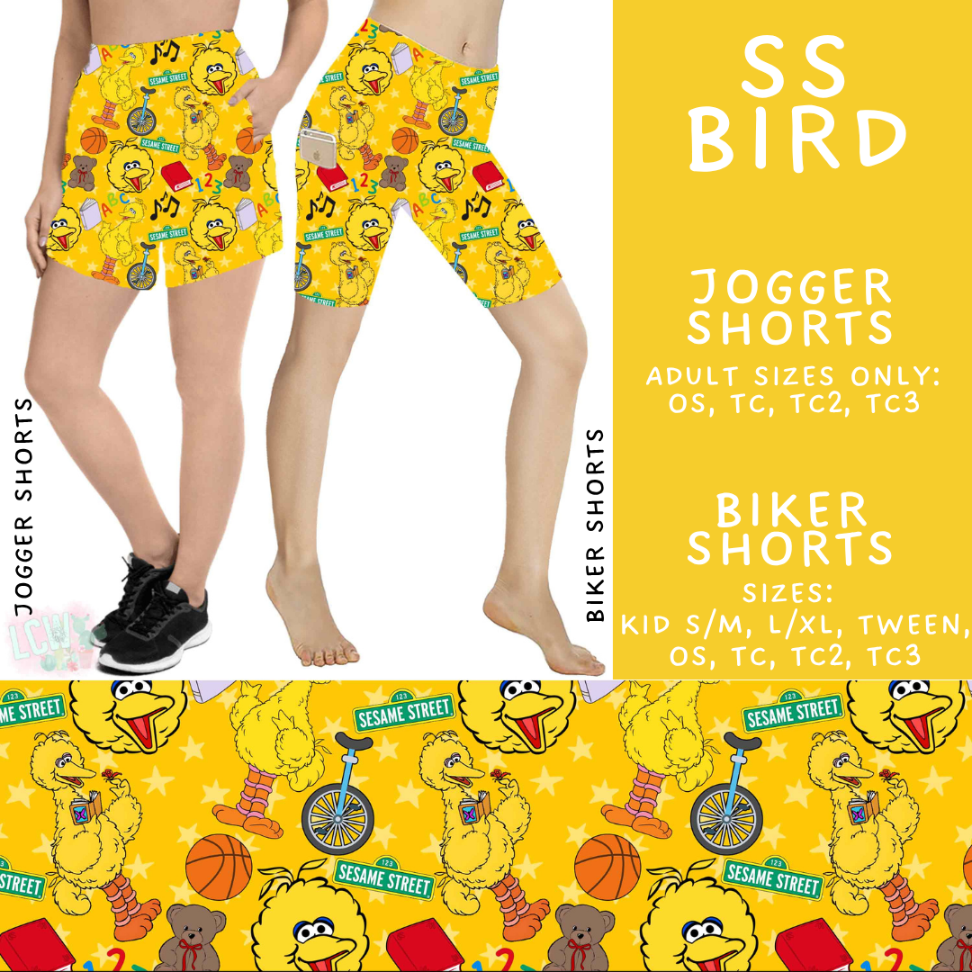 Batch #544 - Cool Characters 16 - Closes 6/17 - ETA mid August - SS Bird Biker & Jogger Shorts
