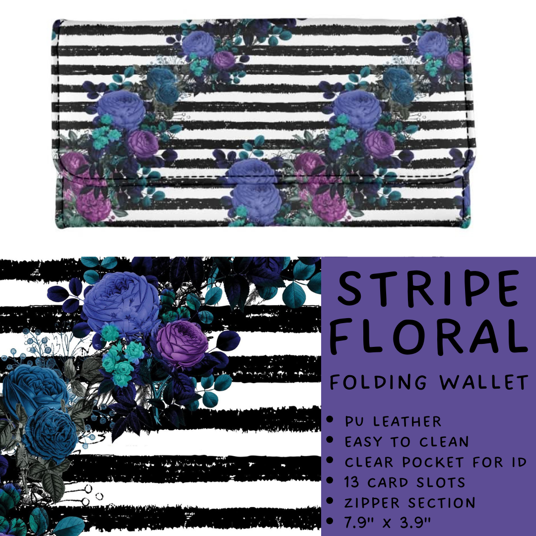 Batch #265 - Card Holders & Foldable Wallets - Closes 1/1 - ETA mid Feb - Stripe Floral Foldable Wallet