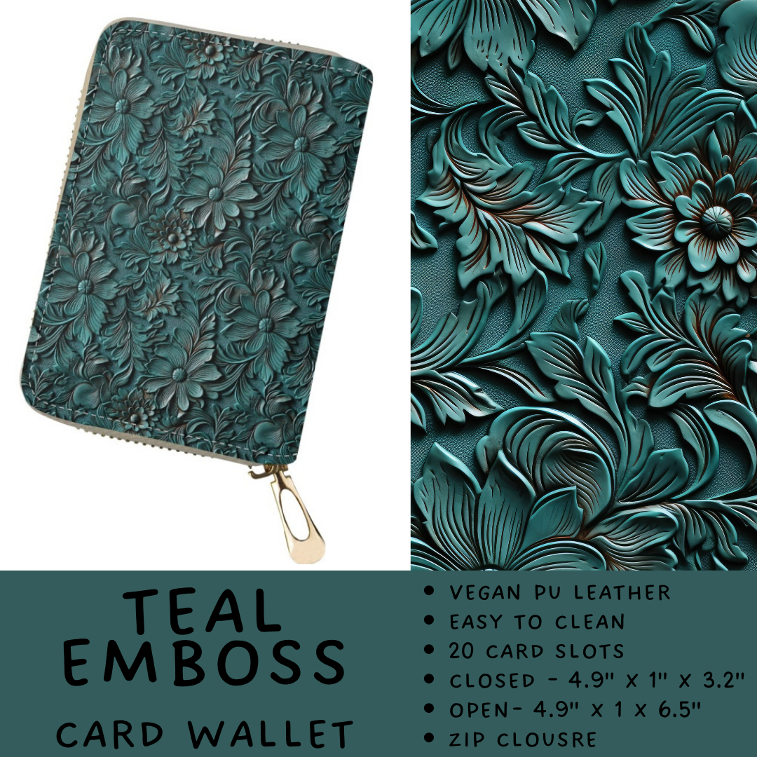Batch #460 - Zip It Collection - Closes 12/5 - ETA late Jan - Teal Emboss Card Wallet