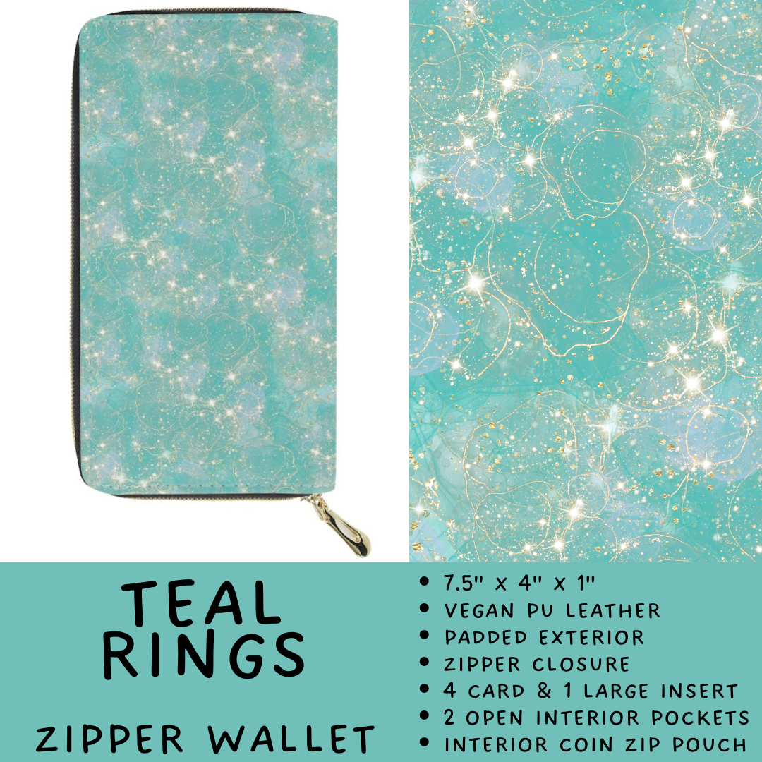 Batch #460 - Zip It Collection - Closes 12/5 - ETA late Jan - Teal Rings Zipper Wallet
