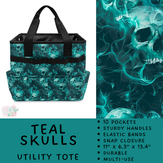 Batch #535 - Utility Tote - Closes 5/27 - ETA late July - Teal Skulls Utility Tote