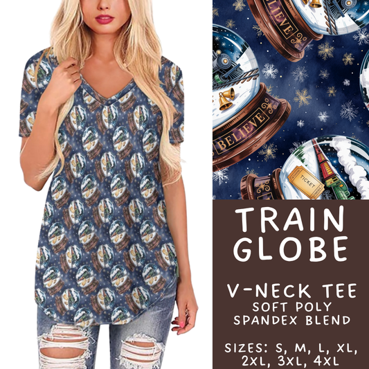 Batch #432 - Winter Globes - Closes 10/17 - ETA early December - Train Globe V-Neck Tee