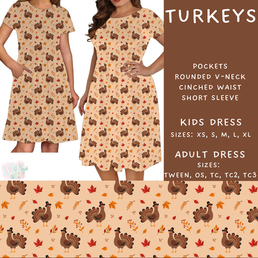 Batch #407 - Fall Fun 2 - Closes 9/4 - ETA mid/late October - Turkeys Womens & Girls Dresses
