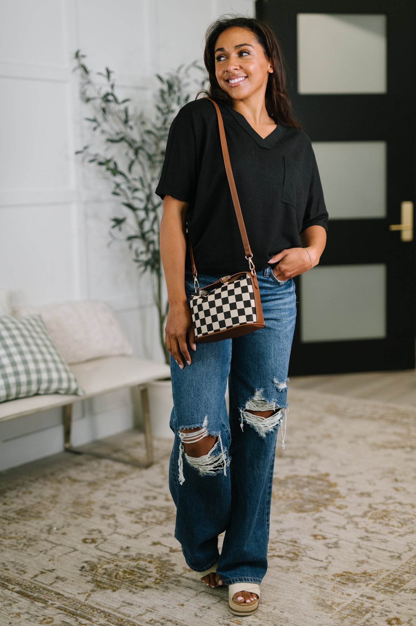 Together We're Unlimited Basic V-Neck Tee in Black