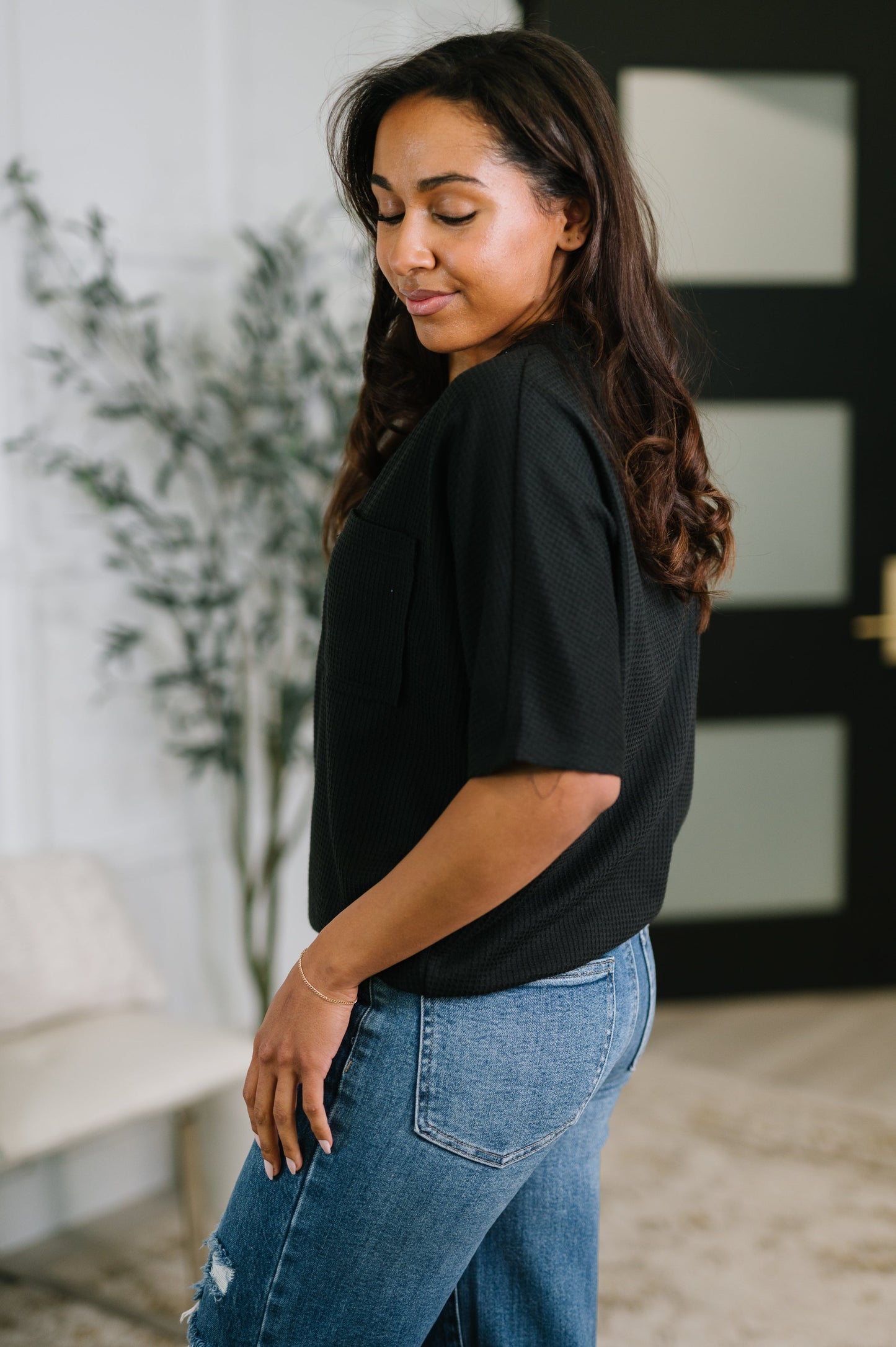 Together We're Unlimited Basic V-Neck Tee in Black