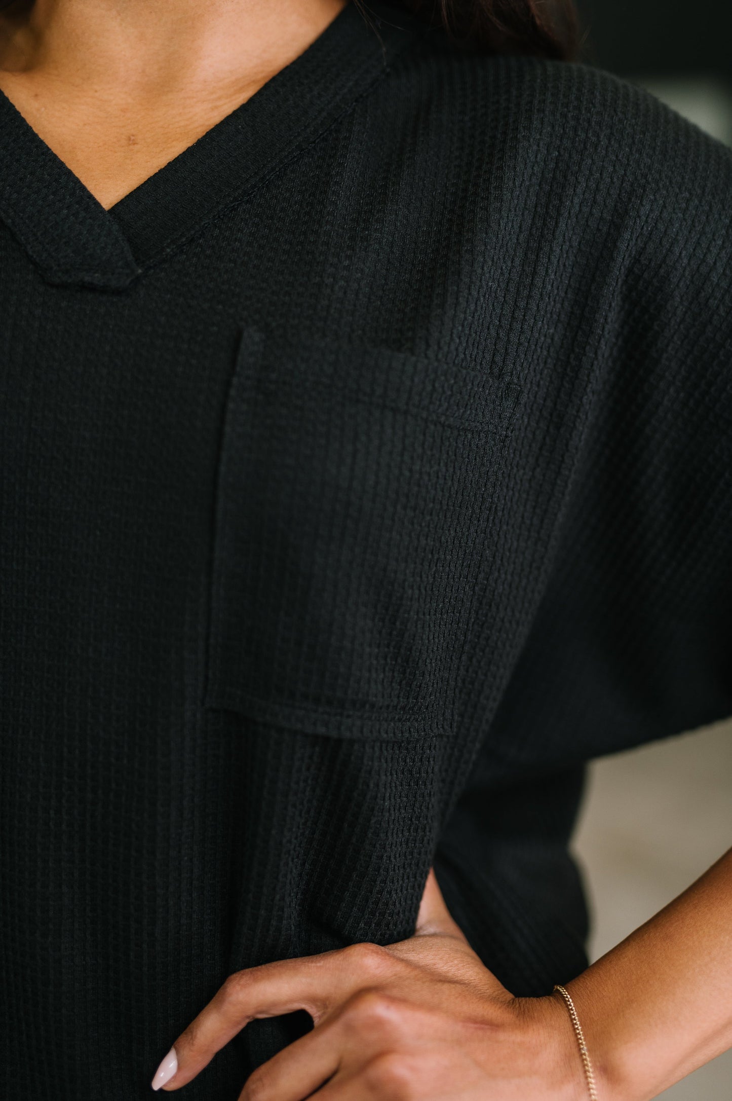 Together We're Unlimited Basic V-Neck Tee in Black