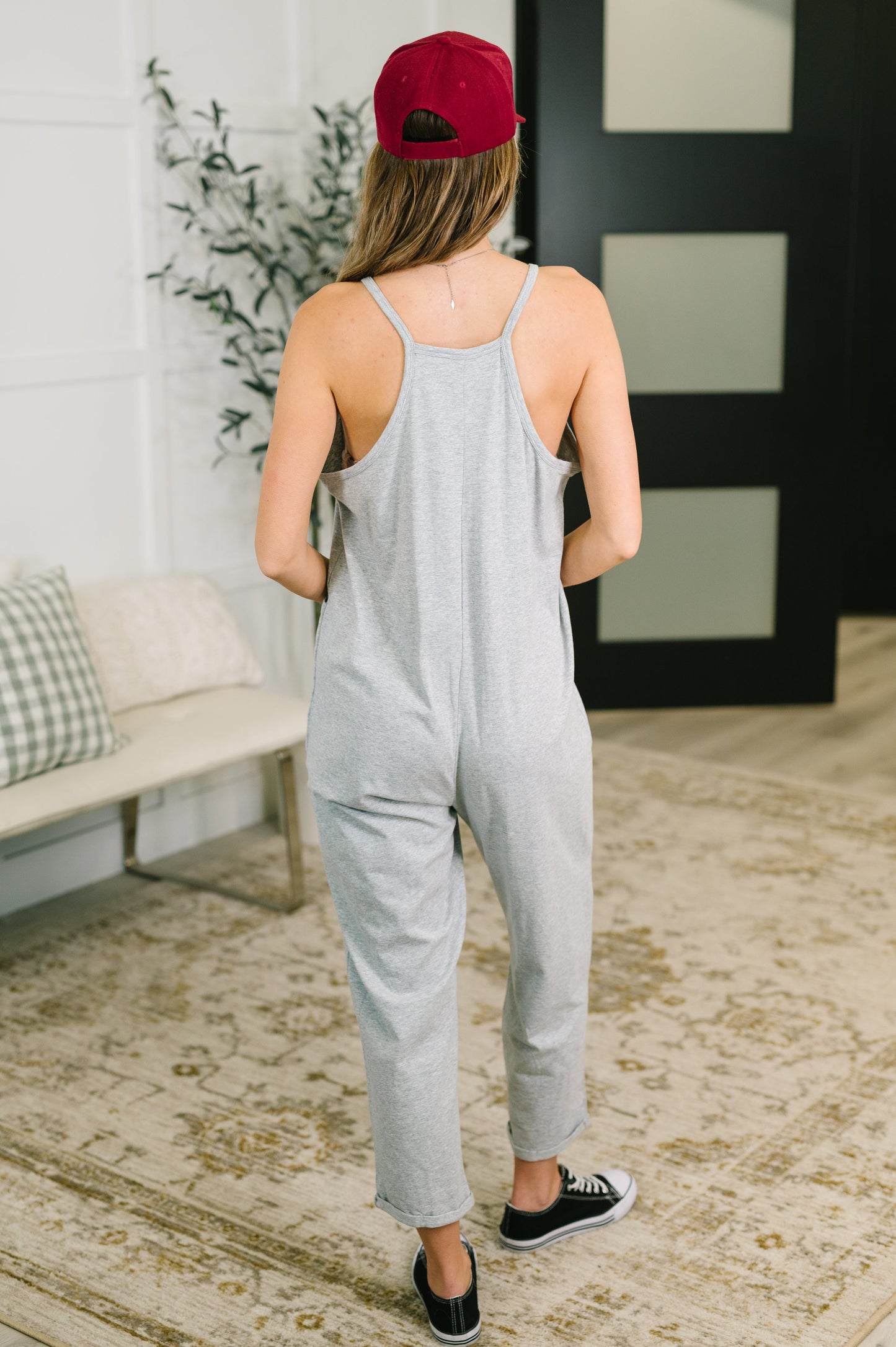 Totally Me Spaghetti Strap Jumpsuit Grey