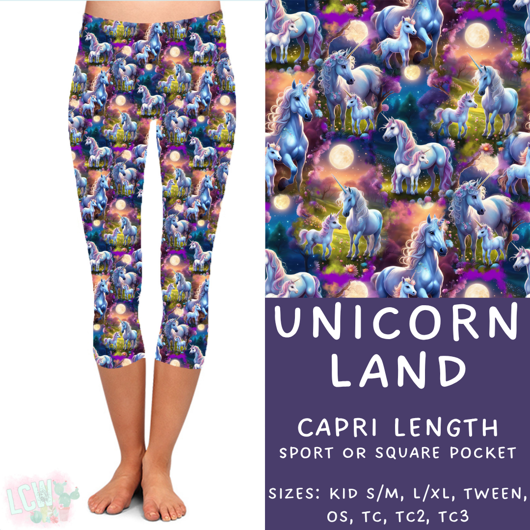 Ready to Ship - Unicorn Land Capri Length Leggings - TC2 Sport Pocket