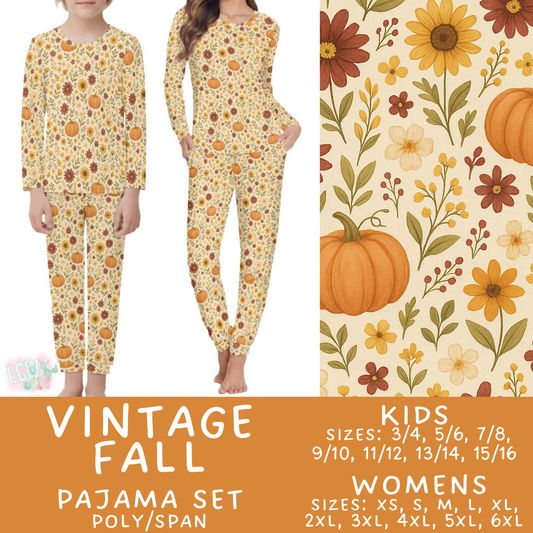 Batch #406 - Fall Family Pajamas - Closes 9/3 - ETA mid/late October - Vintage Fall Women's & Kid's Pajama Set