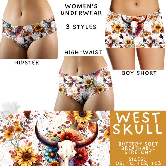 Ready to Ship West Skull Women's Underwear - TC Boy Shorts