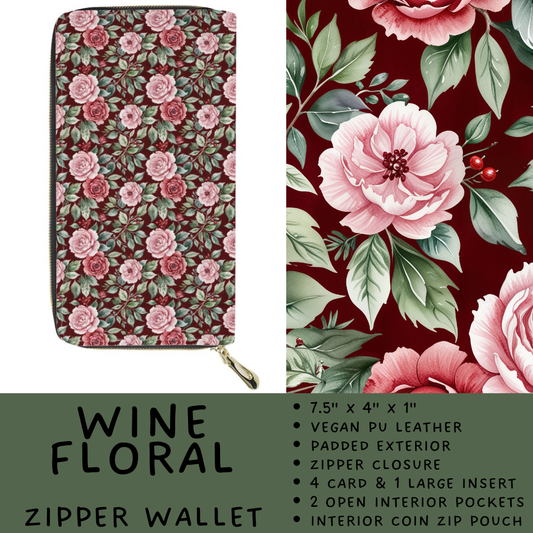 Batch #460 - Zip It Collection - Closes 12/5 - ETA late Jan - Wine Floral Zipper Wallet