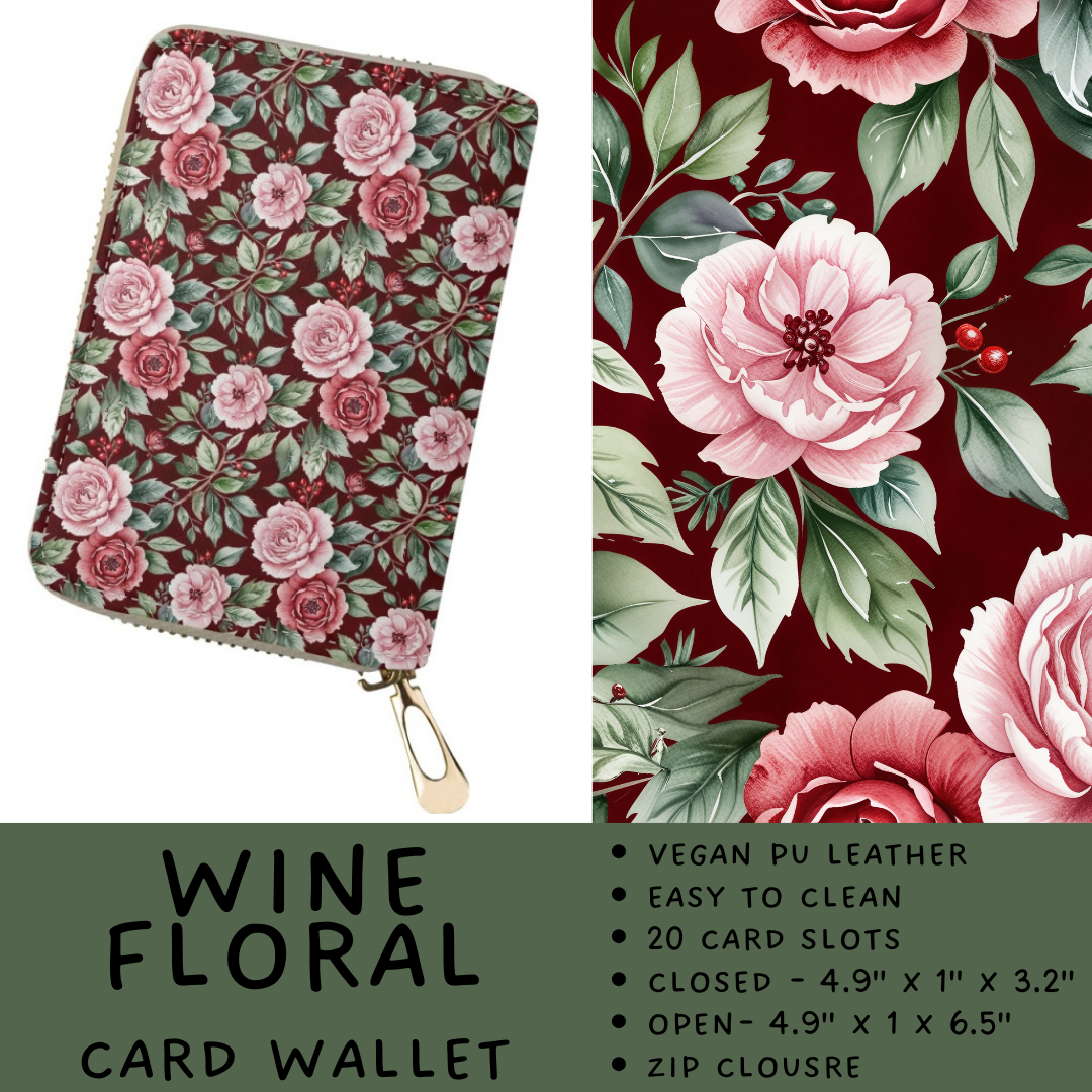 Batch #460 - Zip It Collection - Closes 12/5 - ETA late Jan - Wine Floral Card Wallet