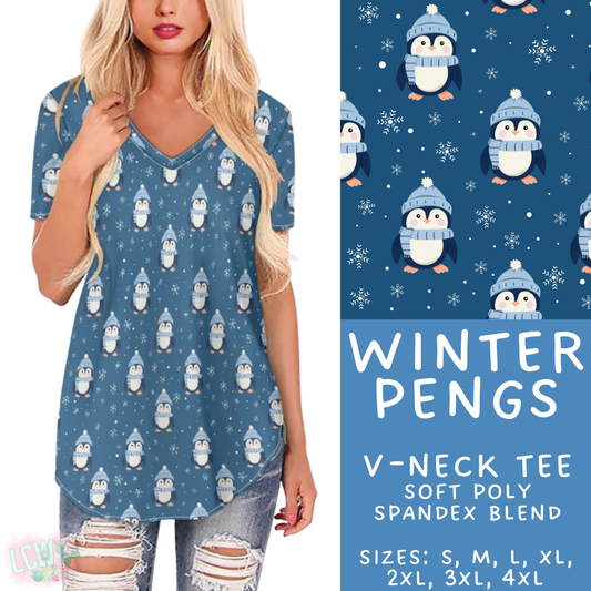Batch #435 - Winter Wonderland 3 - Closes 10/23 - ETA early/mid Dec - Winter Pengs V-Neck Tee