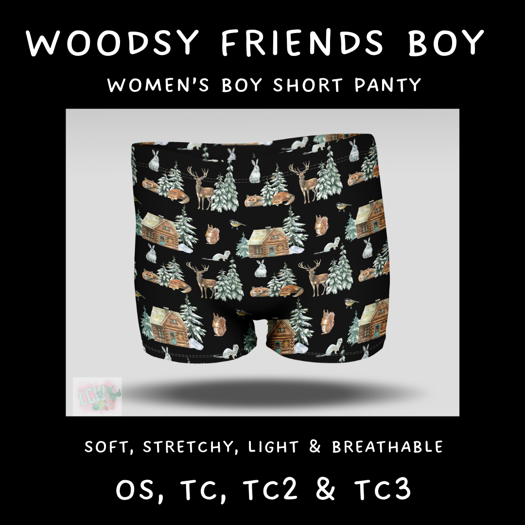 Ready To Ship - Woodsy Friends Women's Underwear - Boy Shorts - OS
