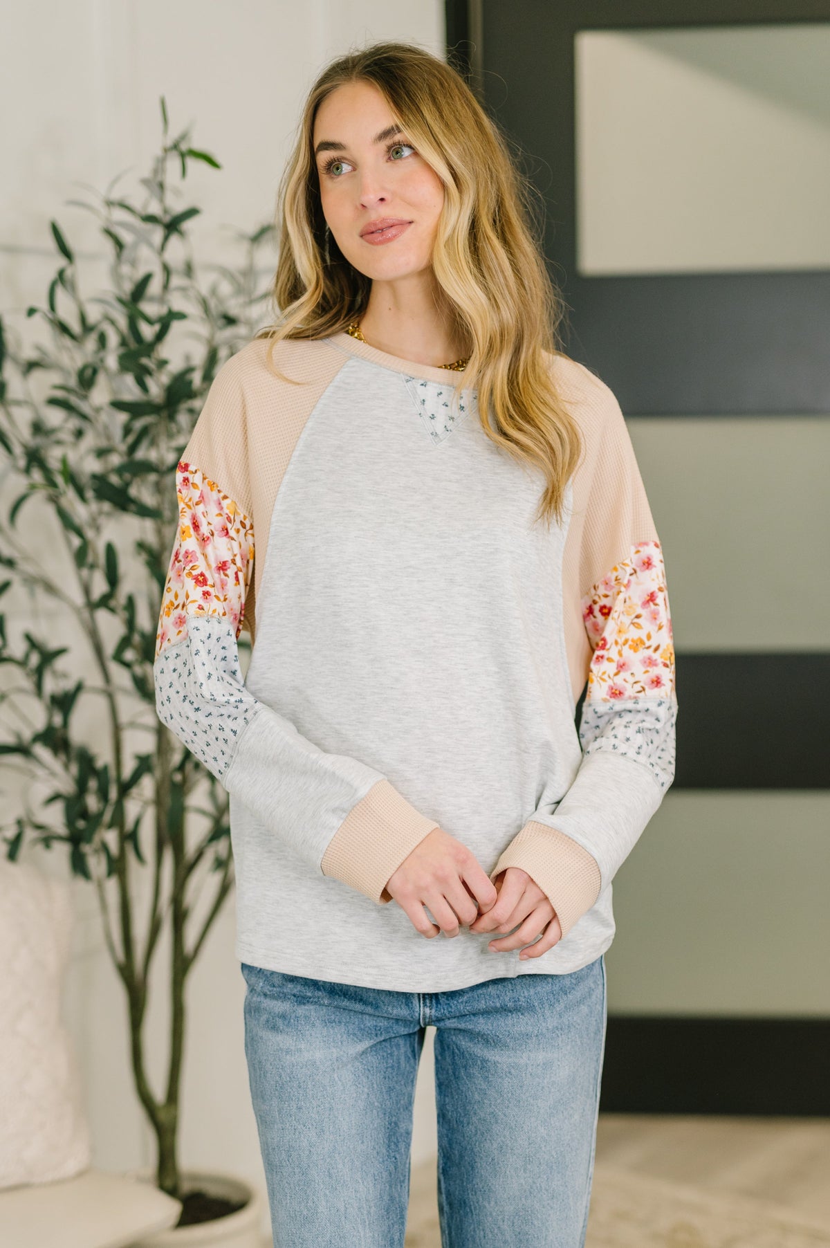 Wondering Aloud Patchwork Long Sleeve Top- 3/3/2026 NEW