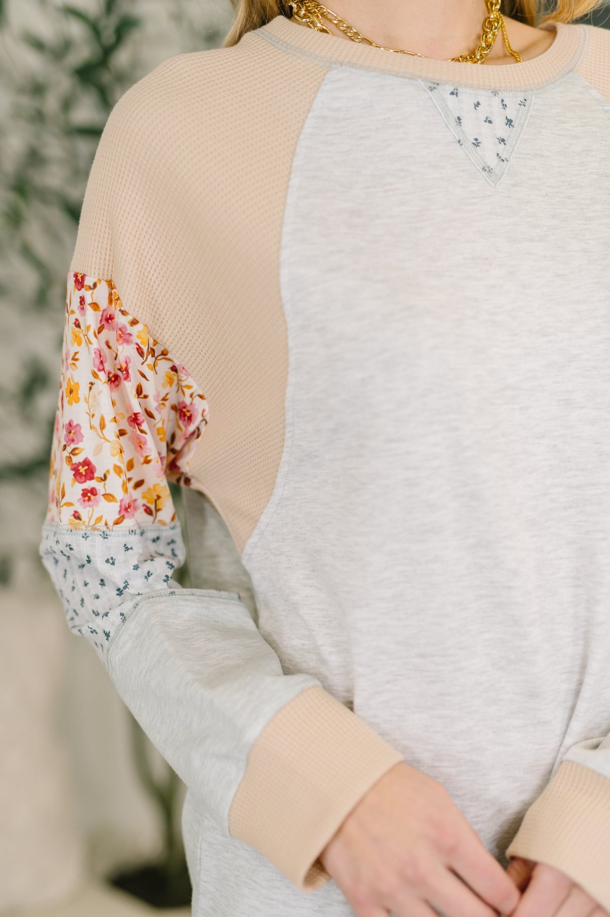 Wondering Aloud Patchwork Long Sleeve Top- 3/3/2026 NEW
