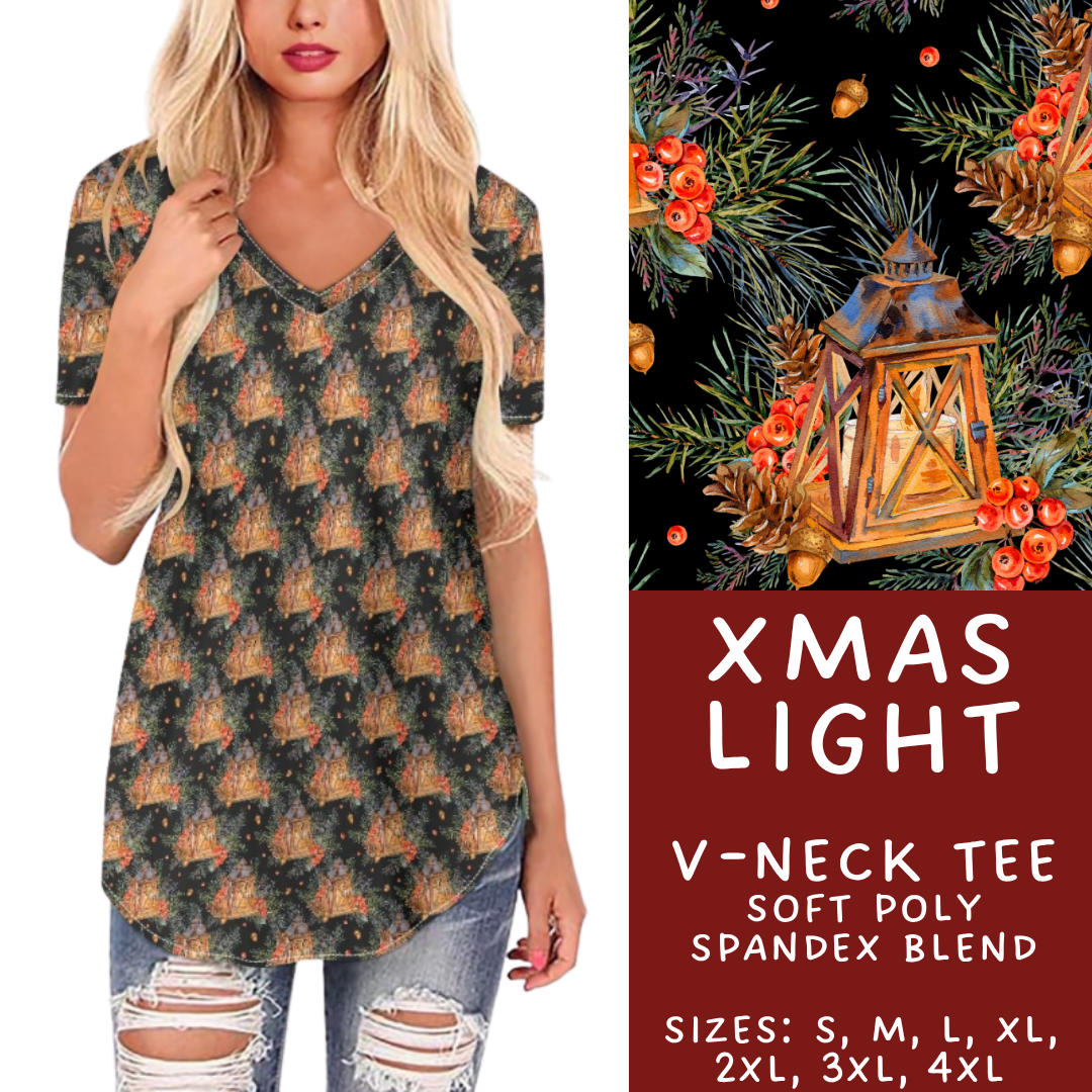 Batch #433 - Winter Cabin - Closes 10/20 - ETA early Dec - Xmas Light V-Neck Tee