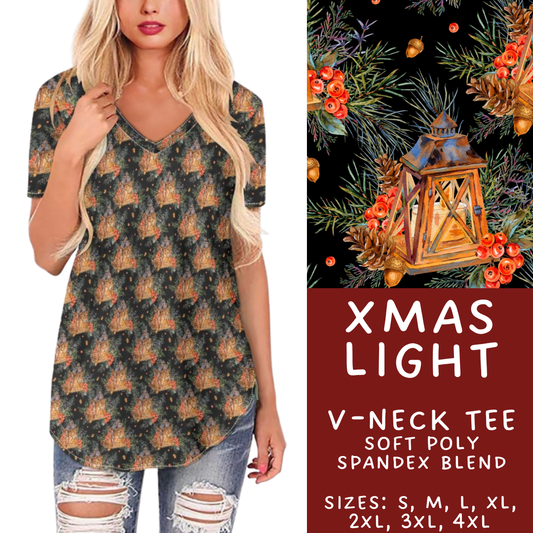 Batch #433 - Winter Cabin - Closes 10/20 - ETA early Dec - Xmas Light V-Neck Tee