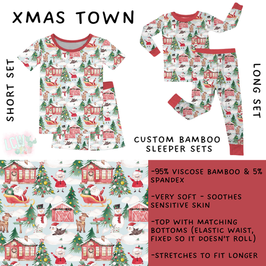 Ready to Ship - Xmas Town Bamboo Long Sleeper Set - 3T