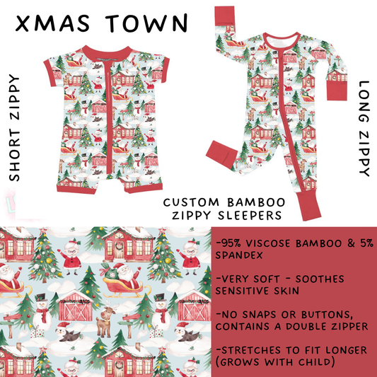 Ready to Ship - Xmas Town Long Zippy Sleeper - 18-24mos, 2T & 3T