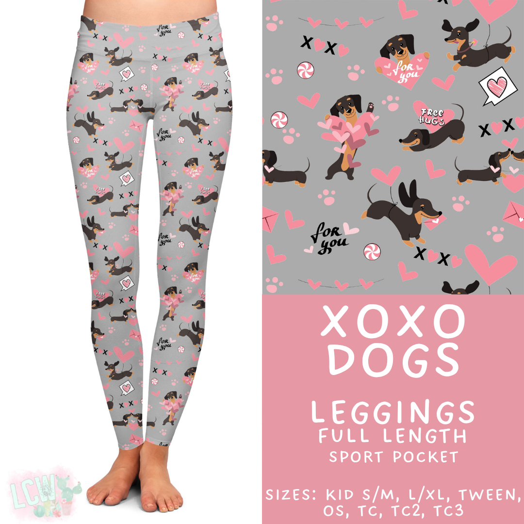 Ready to Ship - XOXO Dogs Full Length Leggings - Sport Pocket OS