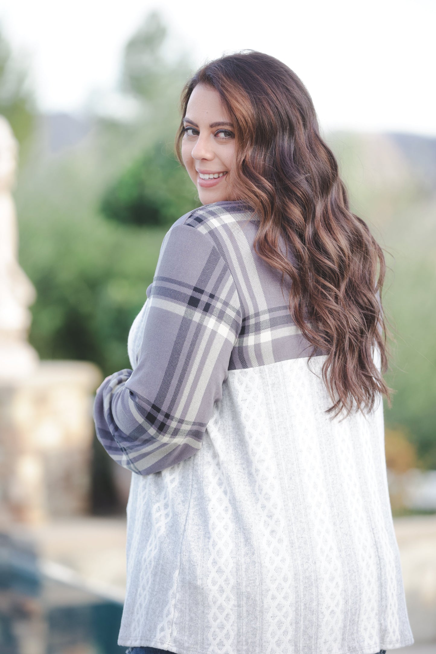 Peek of Plaid Long Sleeve