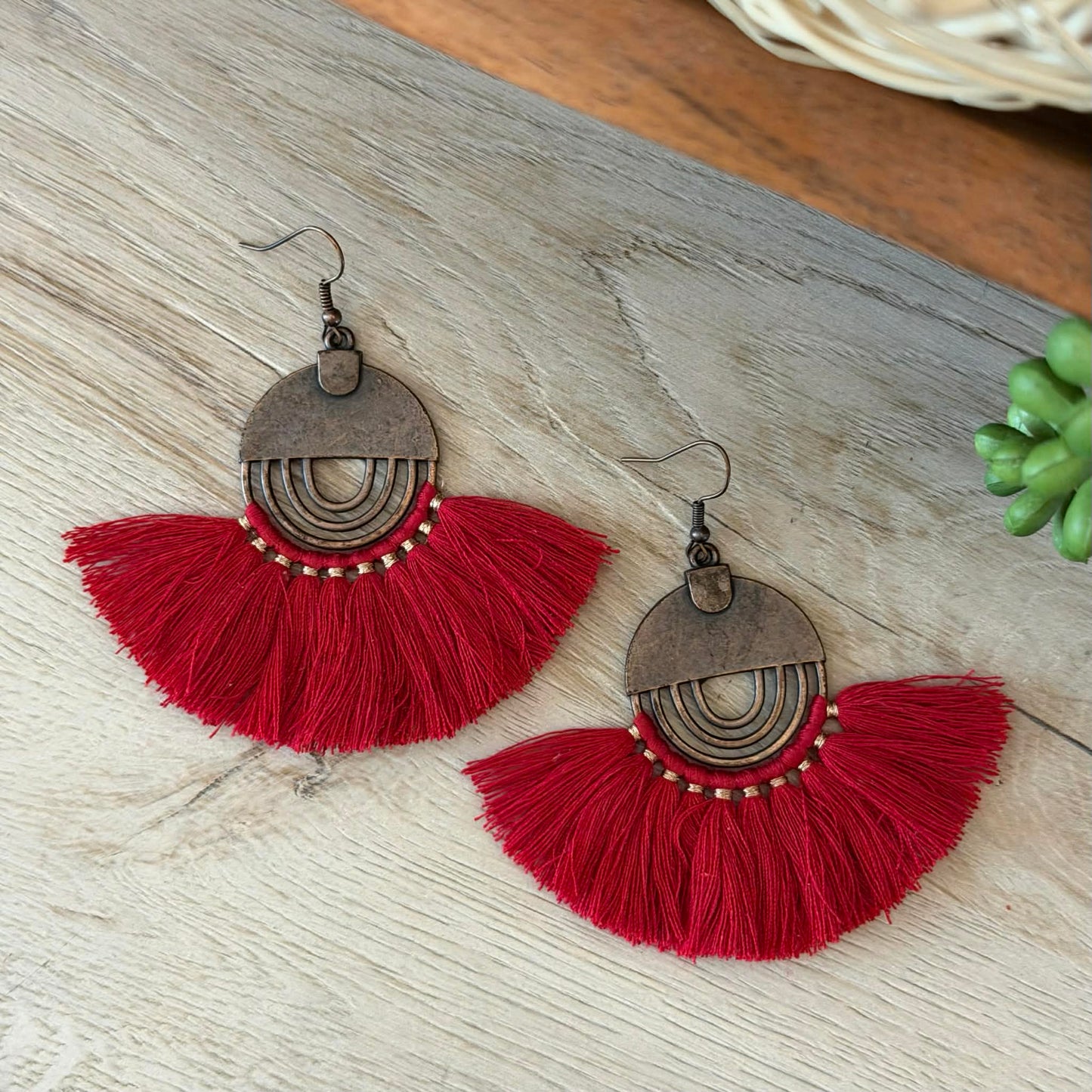 Red Fan Tassel Jewelry Junkie Earrings