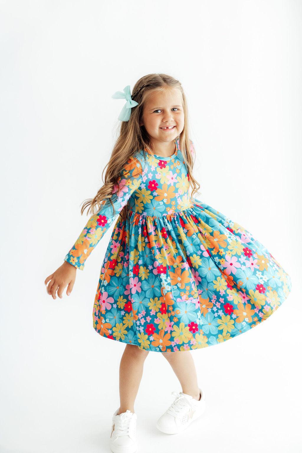 Flower Child L/S Pocket Twirl Dress