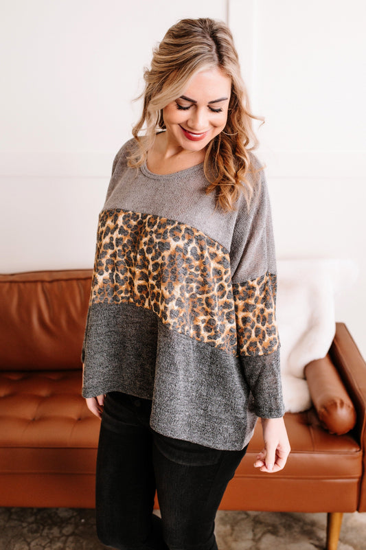 With A Little Cheetah In The Middle Knit Top