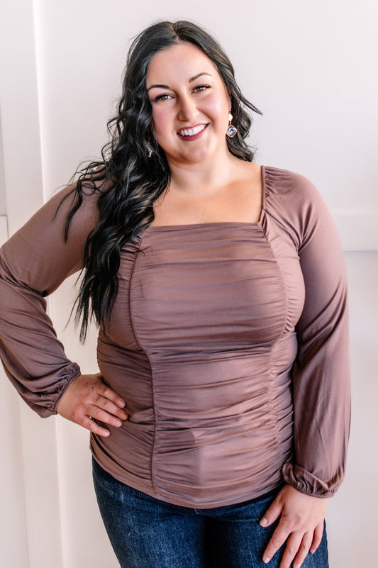 Ruched Square Neck Top In Enchanted