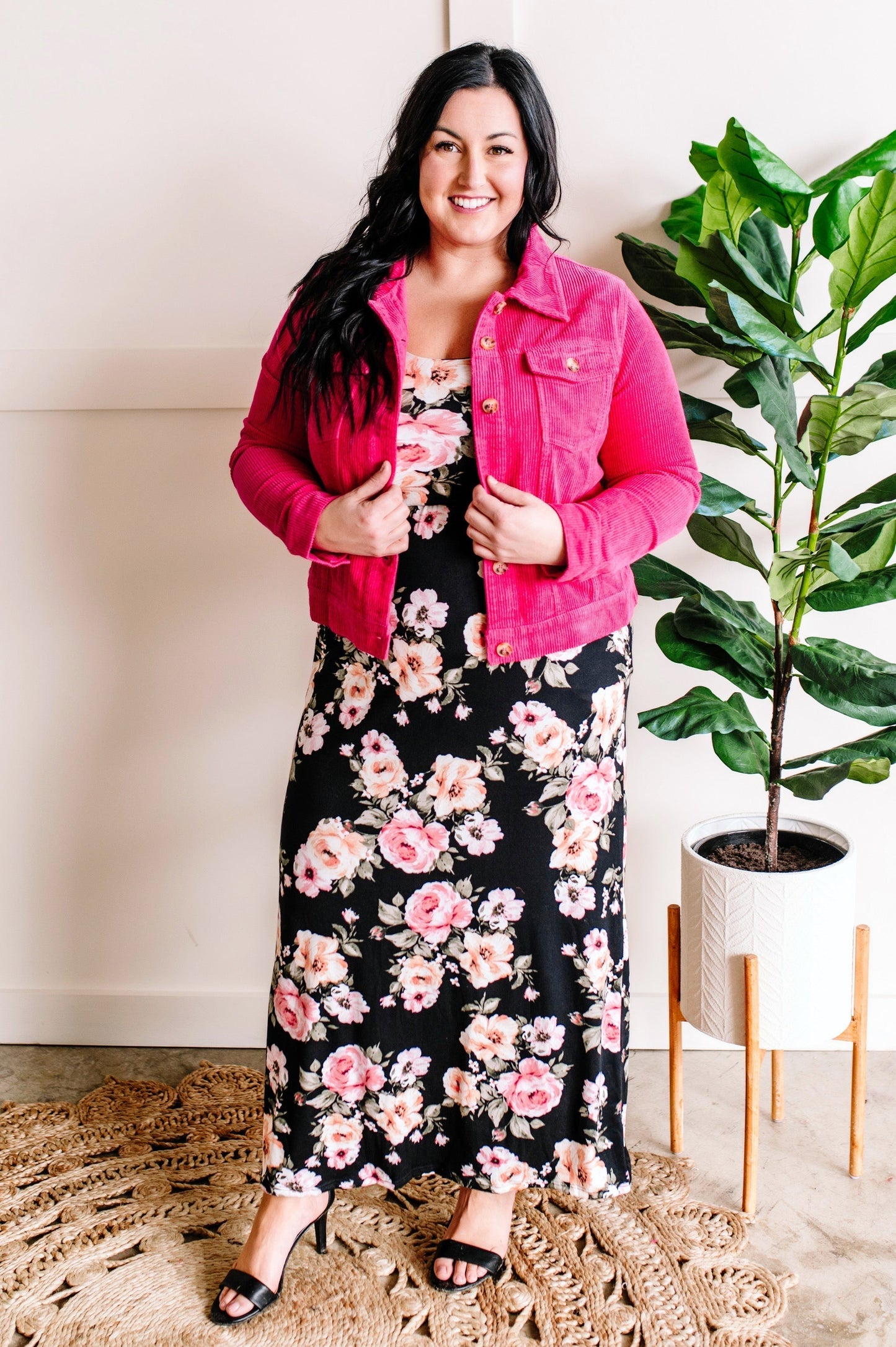 Rock My World Corduroy Jacket In Bright Pink