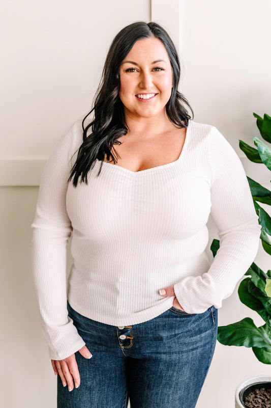 The Perfect Ruched Front Top In True White