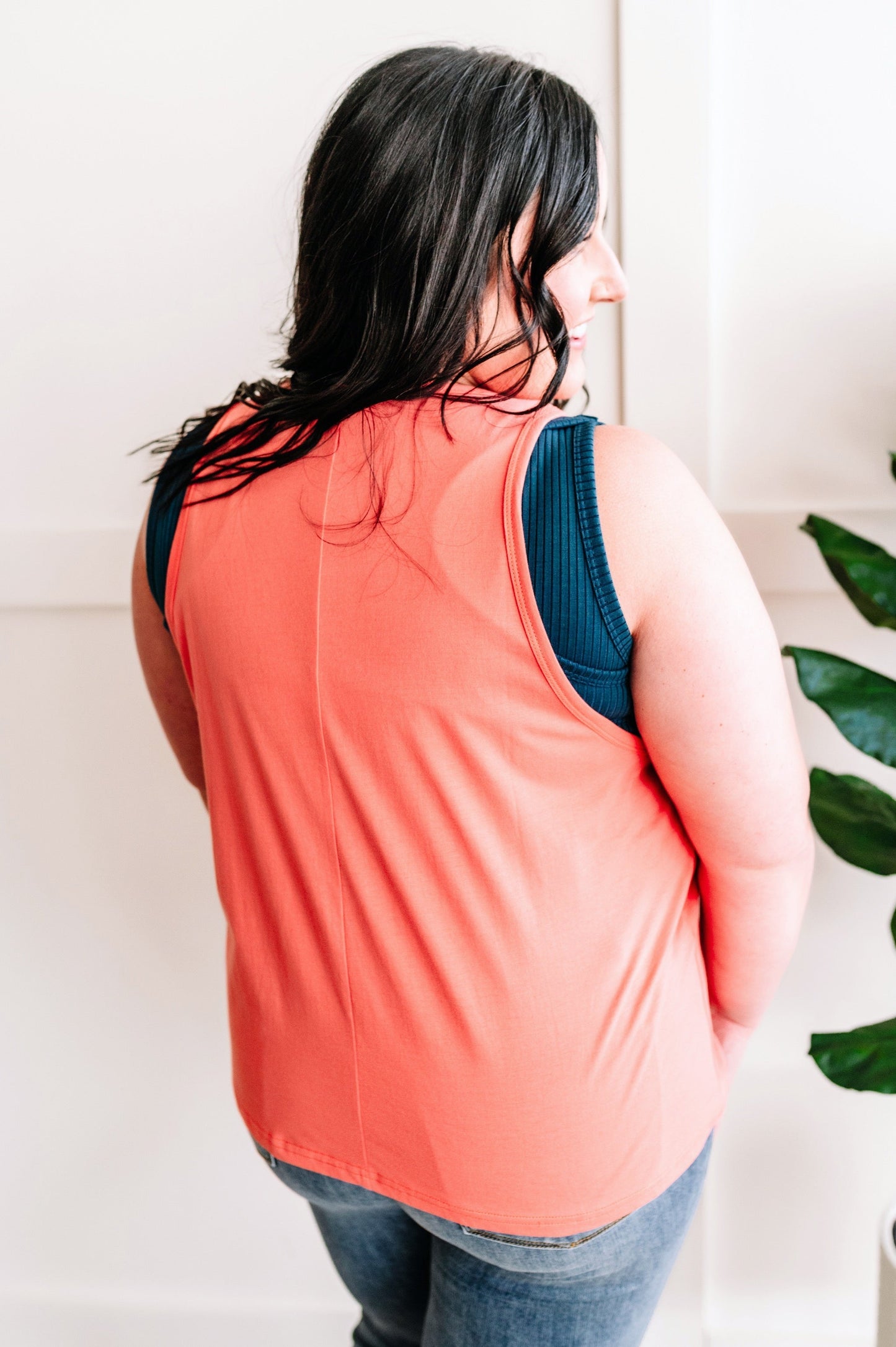 Sleeveless Muscle Tee In Coral