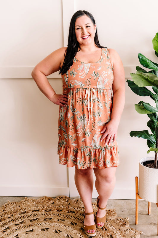 Swiss Dot Peach Paisley Dress