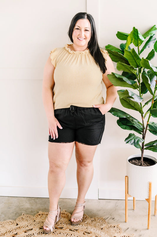 Ruffle Collared Top In Soft Moroccan Sunrise