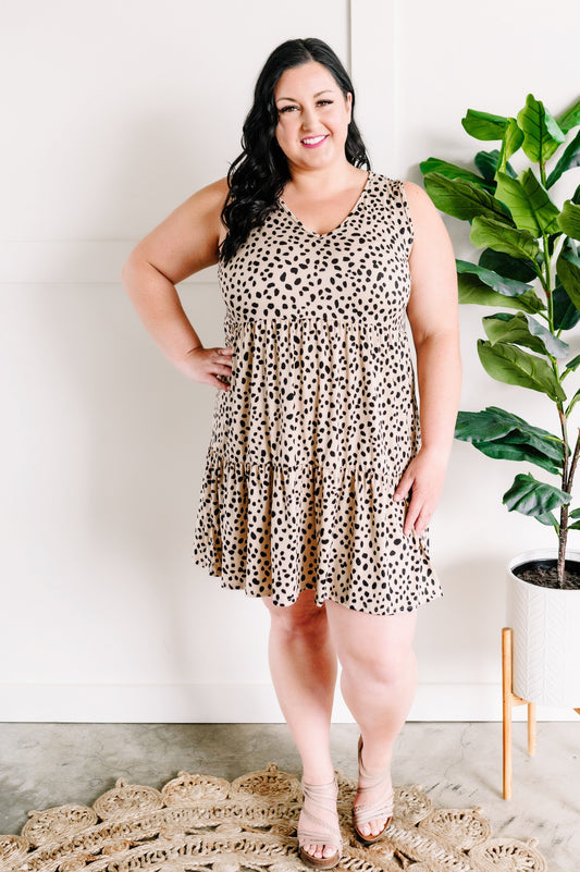 Tiered Sleeveless Dress In Leopard