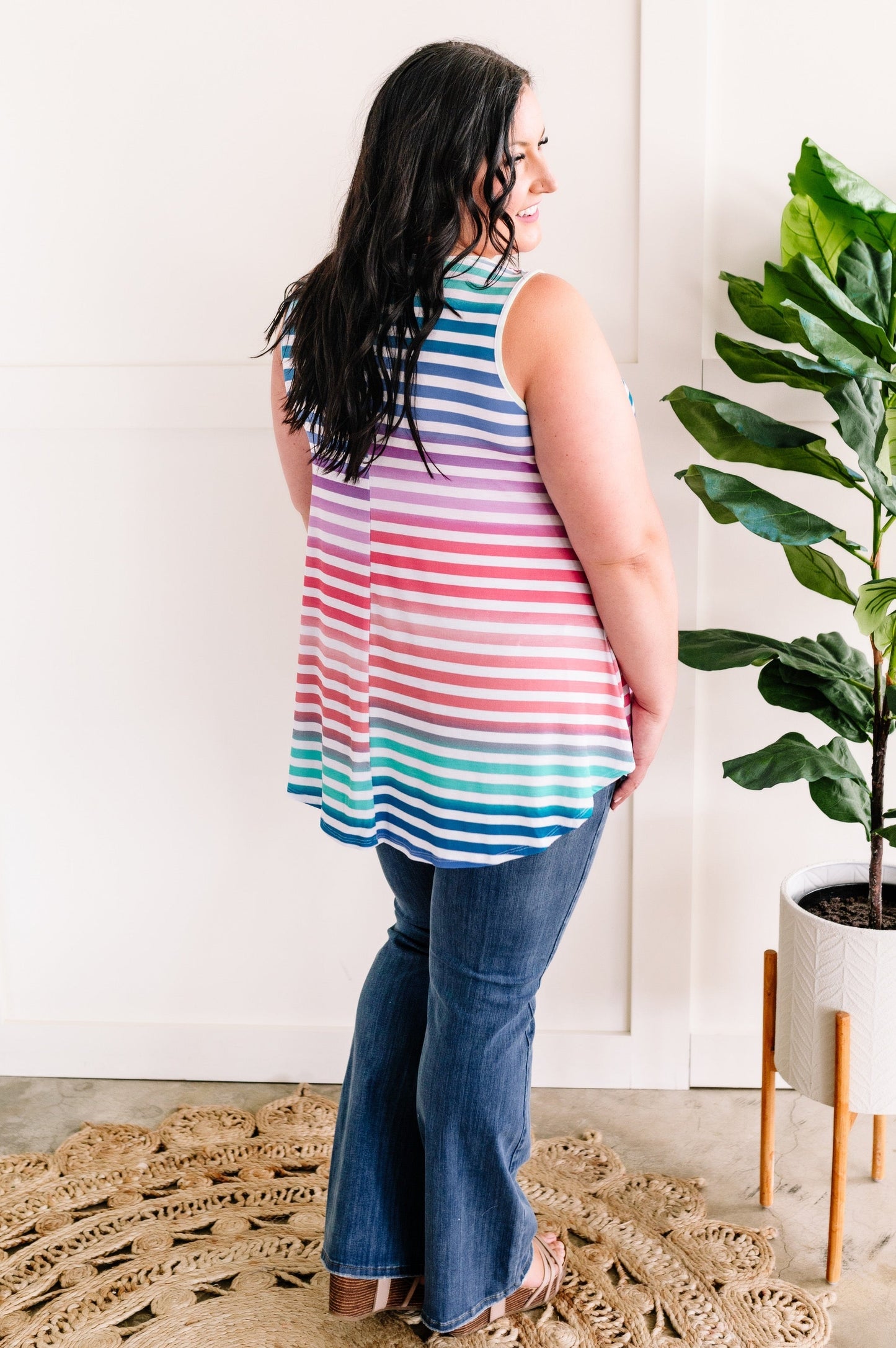Sleeveless Top In Multicolored Stripes