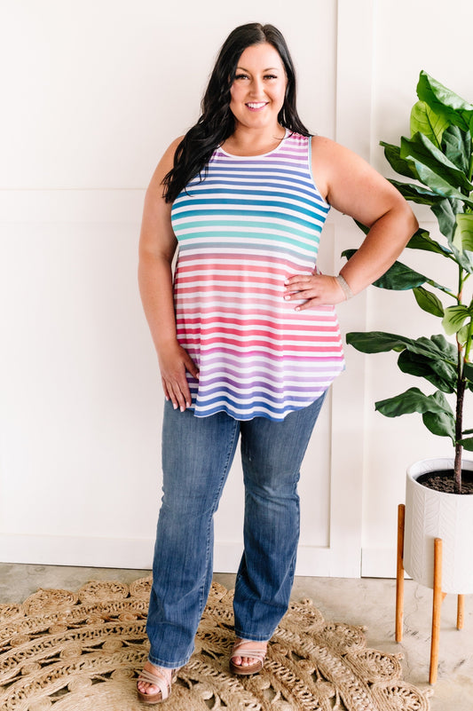 Sleeveless Top In Multicolored Stripes