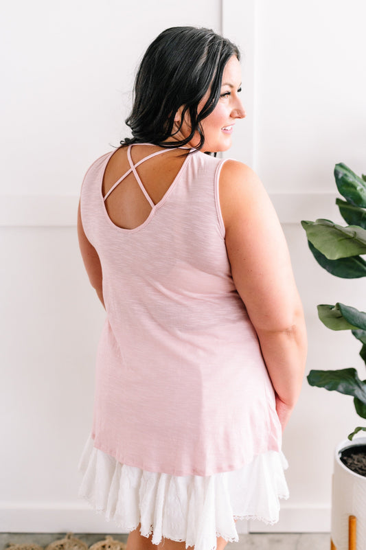 Sleeveless Top In Rose Quartz With Back Detail