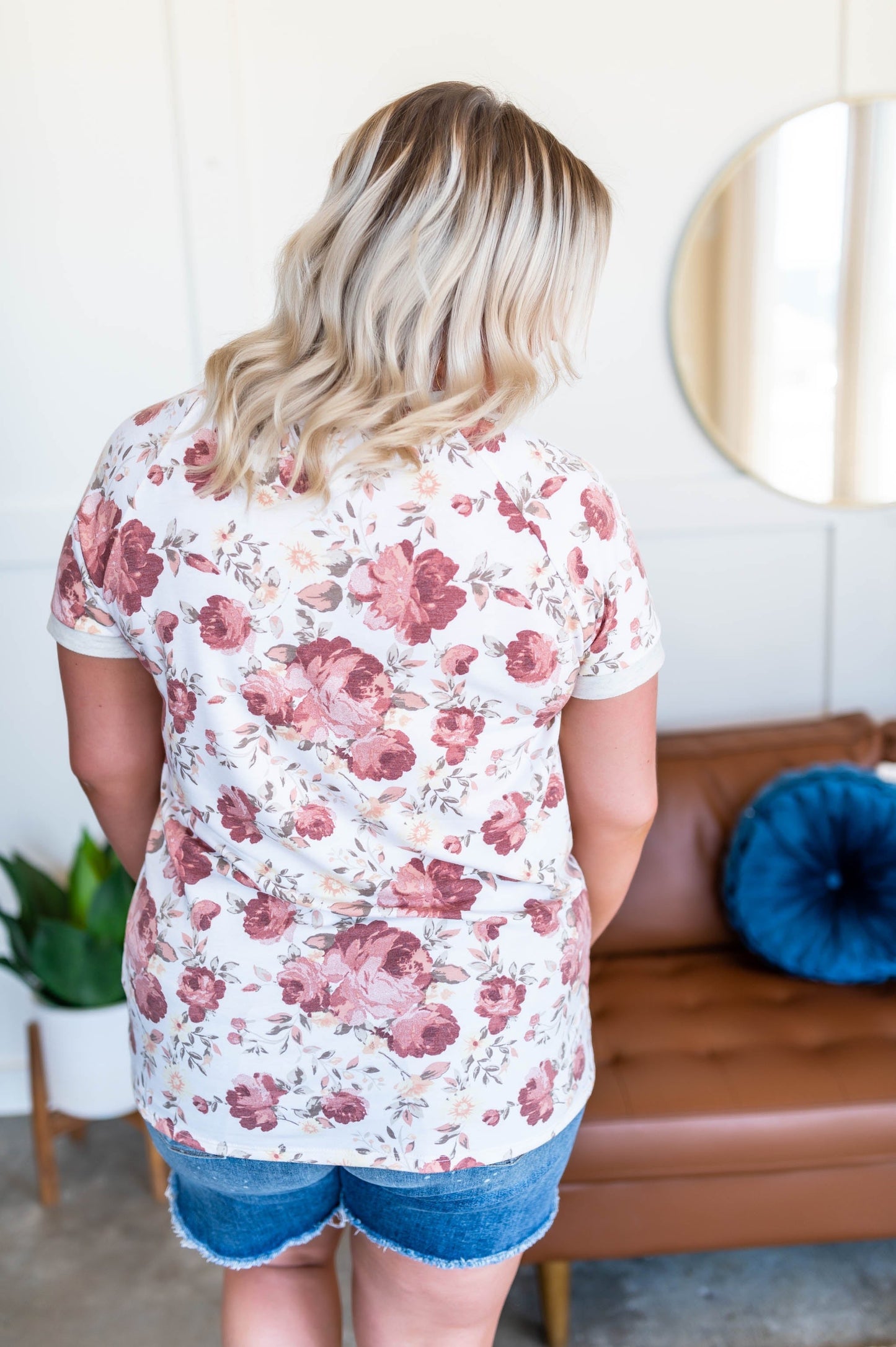 Rose Garden V Neck Detail Top