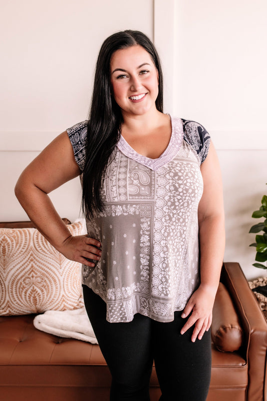 Pretty As A Picture Paisley Sleeveless Top