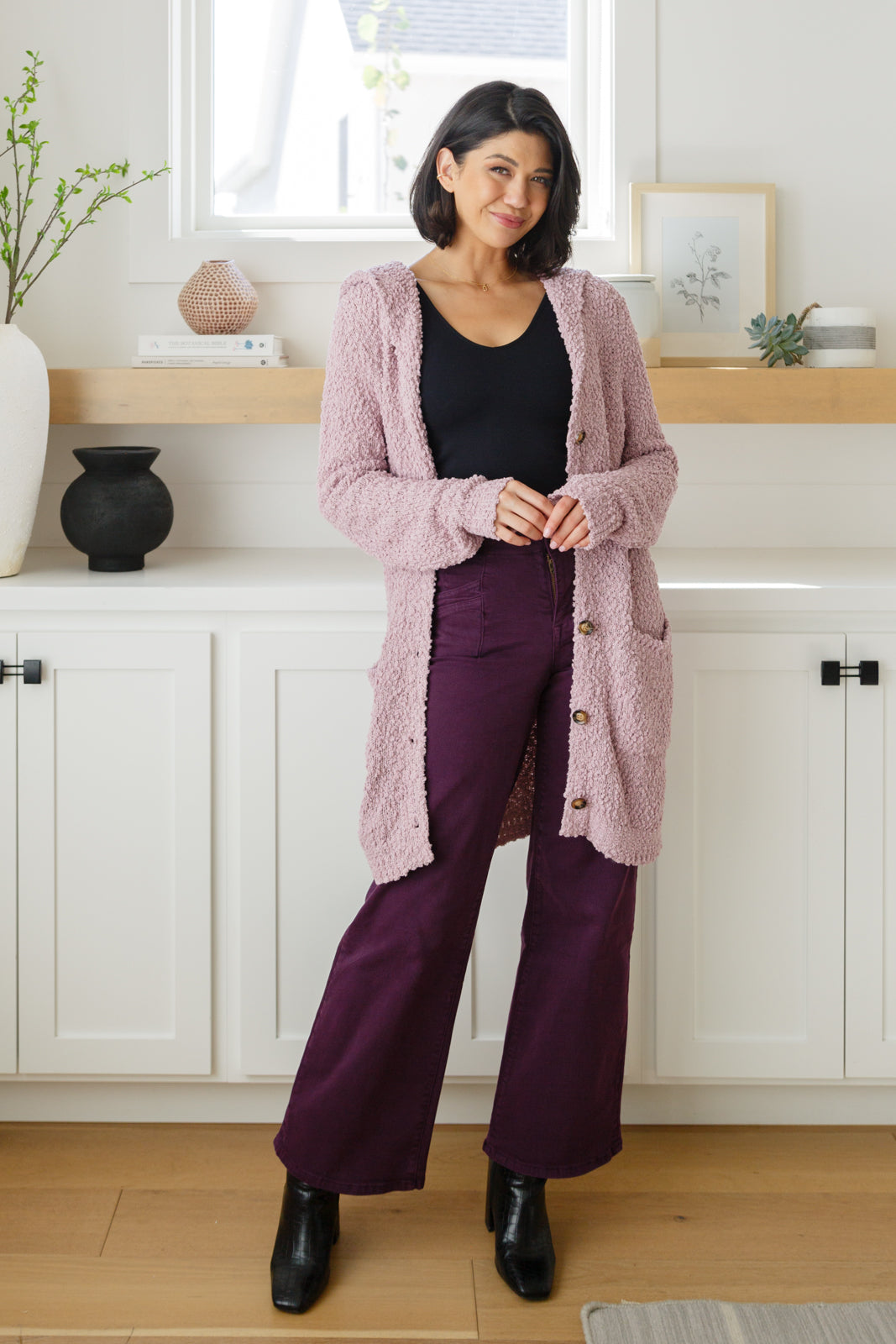 Soft Wisteria Hooded Cardigan