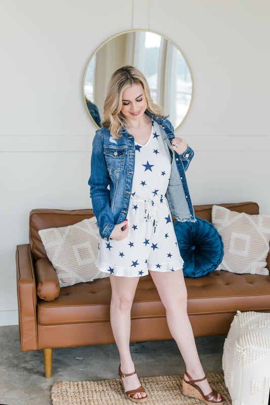 When The Stars Go Blue Short Sleeve Romper