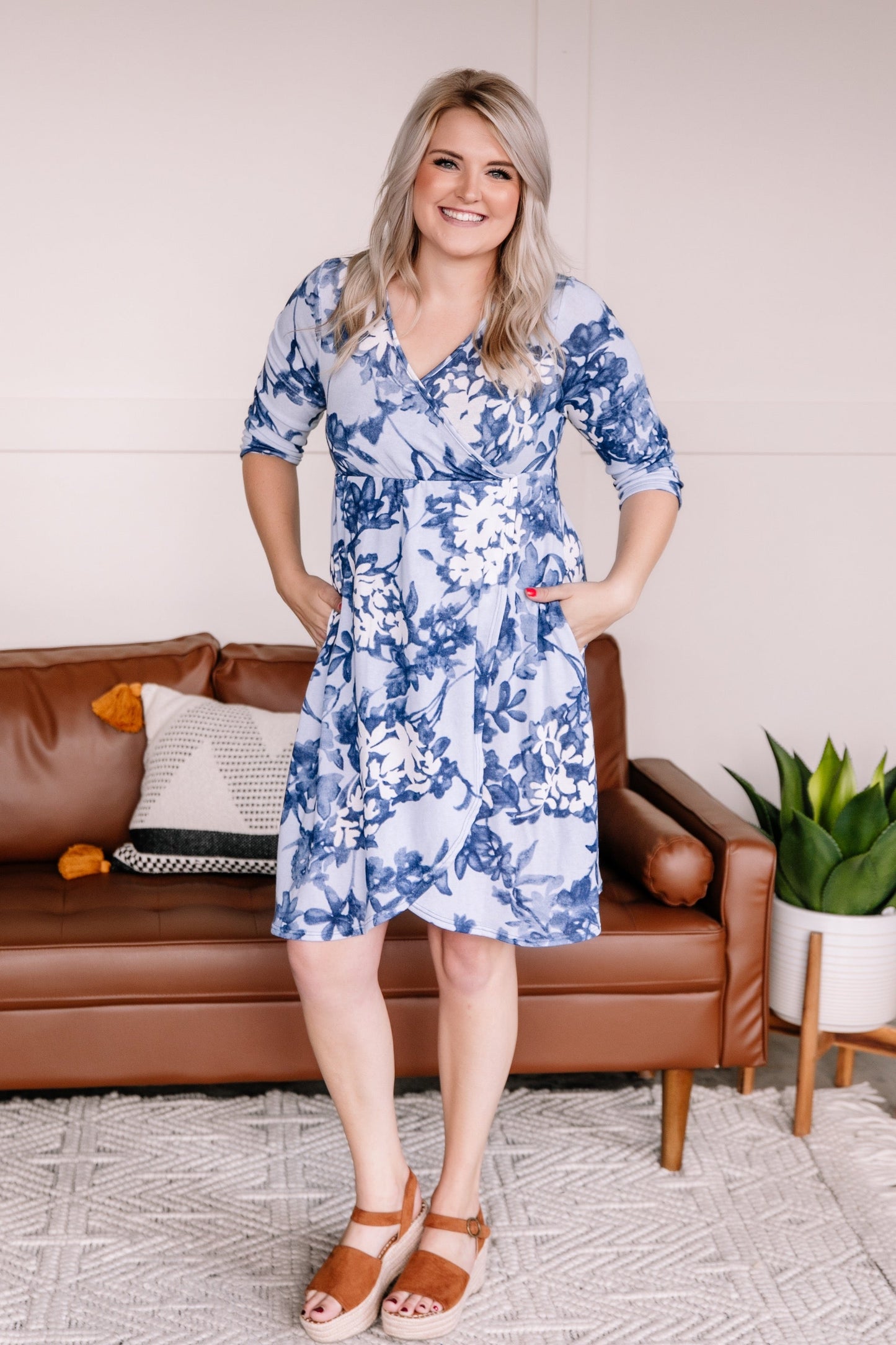 Wrap Me Up Blue Floral Dress