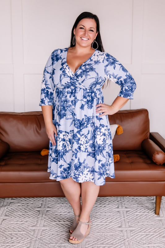 Wrap Me Up Blue Floral Dress